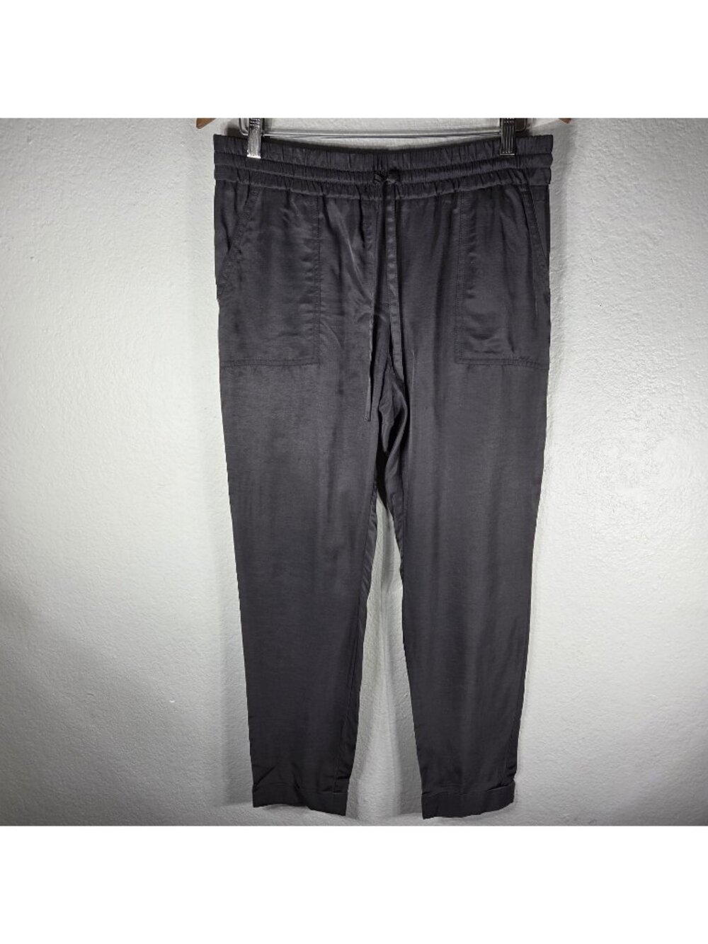 Ann Taylor LOFT Fluid Utility Tapered Satin Pants Womens Size M Drawstring Rayon